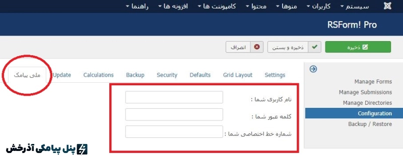 افزونه اتصال RSForm به پیامک